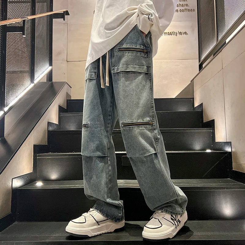 2024 Fall Fashion Zipper trend Straight leg jeans2024 Fall Fashion Zipper trend Straight leg jeans