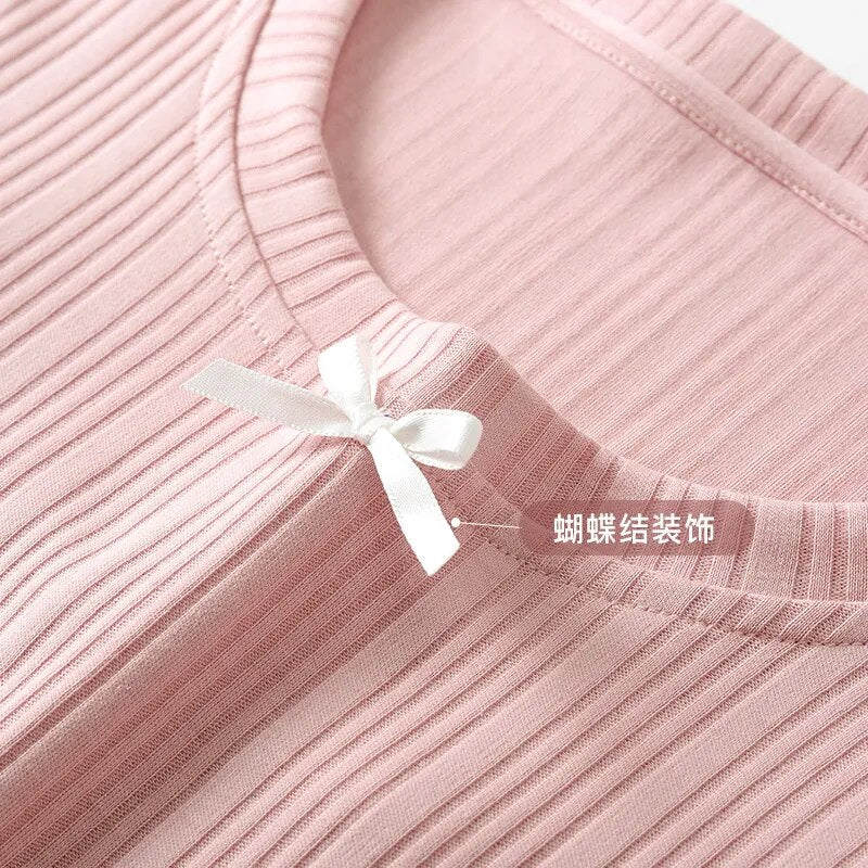 Modal Chic Long Knitted Women Home Dress O Neck New Autumn Winter Solid Kawaii Fashion Night Gown Woman Nightgown for Girls