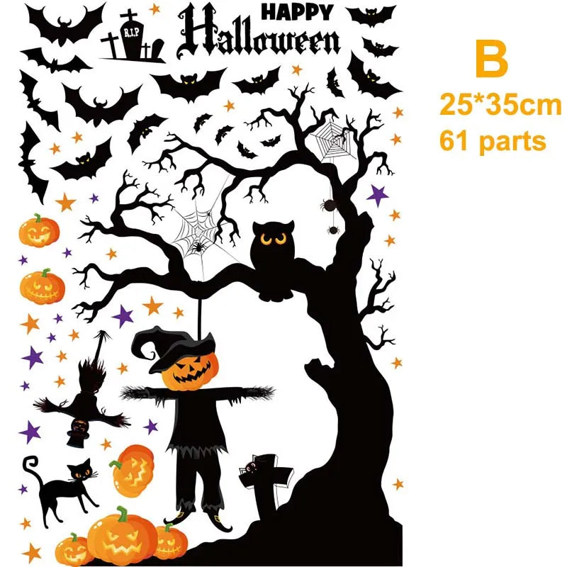 Halloween Decorations Window Clings Halloween Window Stickers Bat Skull Skeleton Stickers Halloween Window Decor for Glass Wall