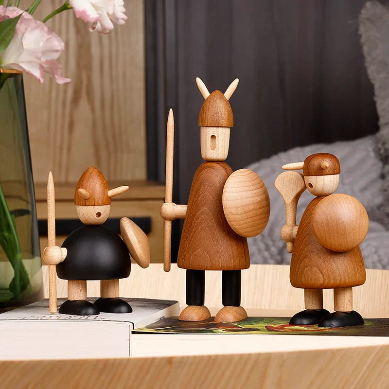 Original Wood Carving Vikings Home Decoration as for Creative Christmas Birthday Gift to Decor Interior Living Room  Figurines