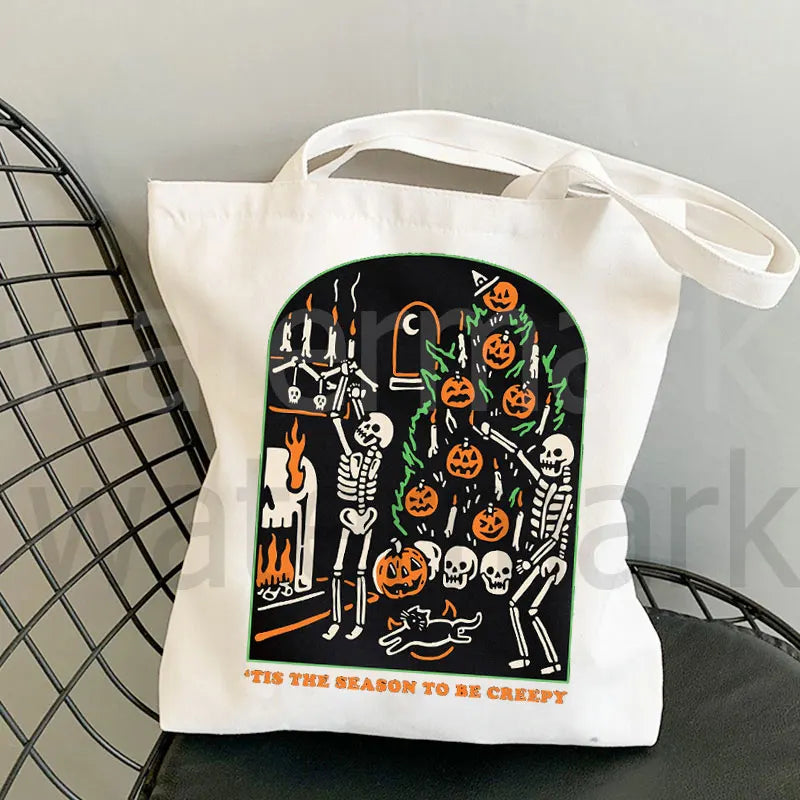 It's The Most Wonderful Time of The Year Halloween Tote Bag Halloween Pumpkin Spooky Shopper Shopping Bag Totes supermarket bag