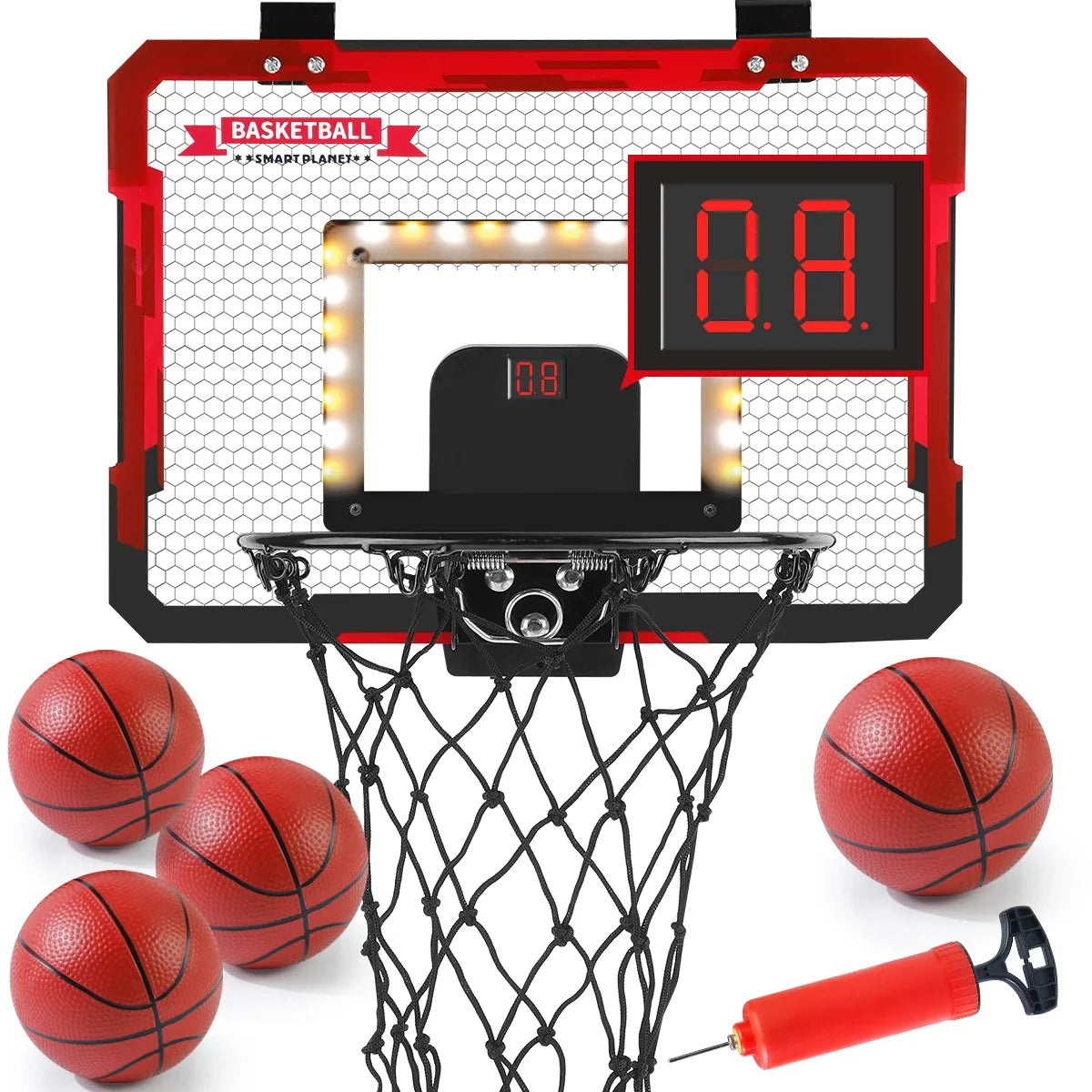 MQUDUO Door Mounted Mini Basketball Hoop Set with 3 Balls, Padded Backboard and Foldable Rim for Dorm Room Basketball Challenge