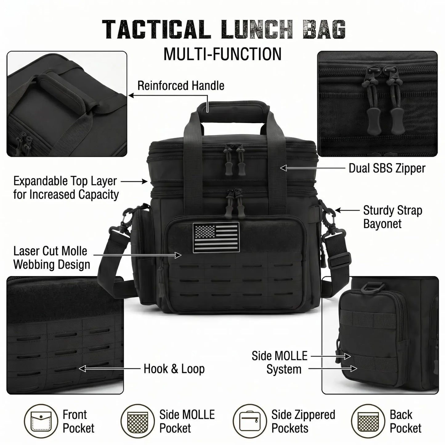 18L Insulated Picnic Cooler Bag Tactical Expandable Leakproof Thermal