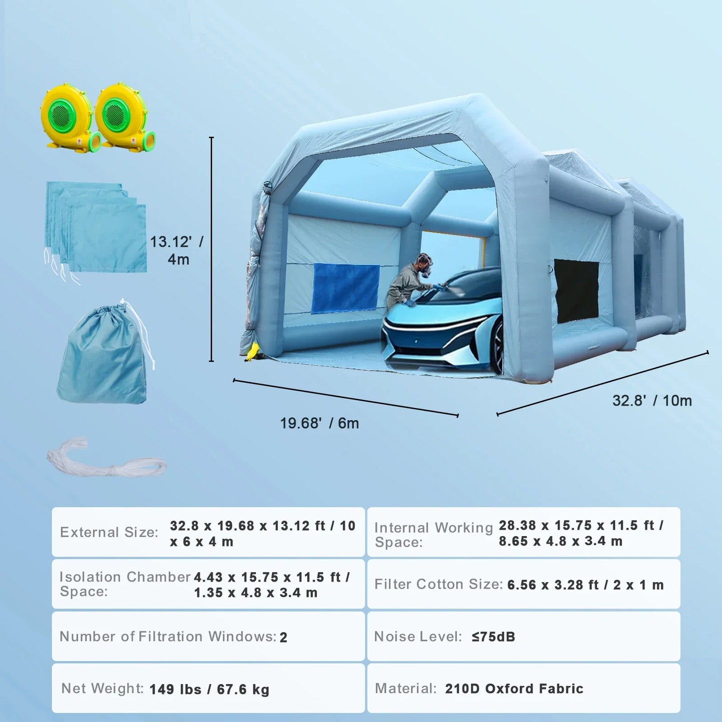 SucceBuy Inflatable Paint Booth with Blowers Inflatable Spray Booth Powerful Spray BoothCar Paint Tent Air Filter System