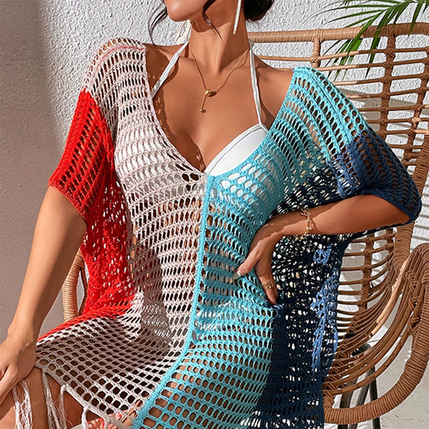 Beach Dress Tunic Cover Ups For Women Pareo Up Cpae Outfits Cover-Ups Female Summer 2024 New Knitted Sarong Bath Exits Saida