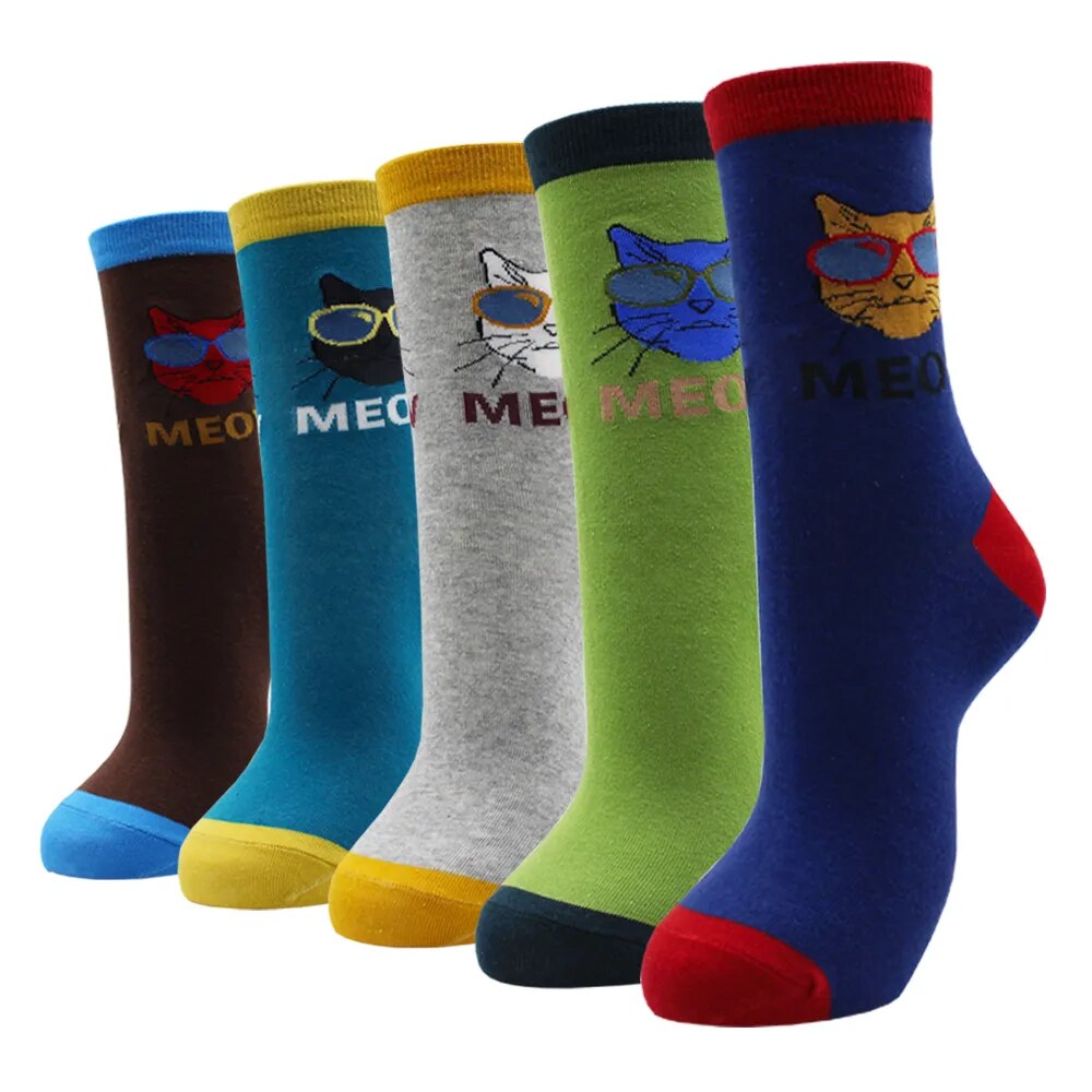 5 Pairs Fashion Colorful Kawaii Cute Cartoon Cotton Women Socks Harajuku Korean Halloween Cat Dog Owl Duck Fox Girl Socks