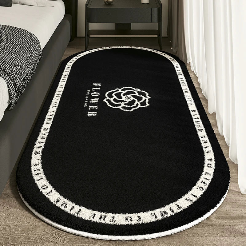 VIKAMA Flannel Fabric Carpet Oval-Shaped Anti-Slip Carpet High-End Texture.