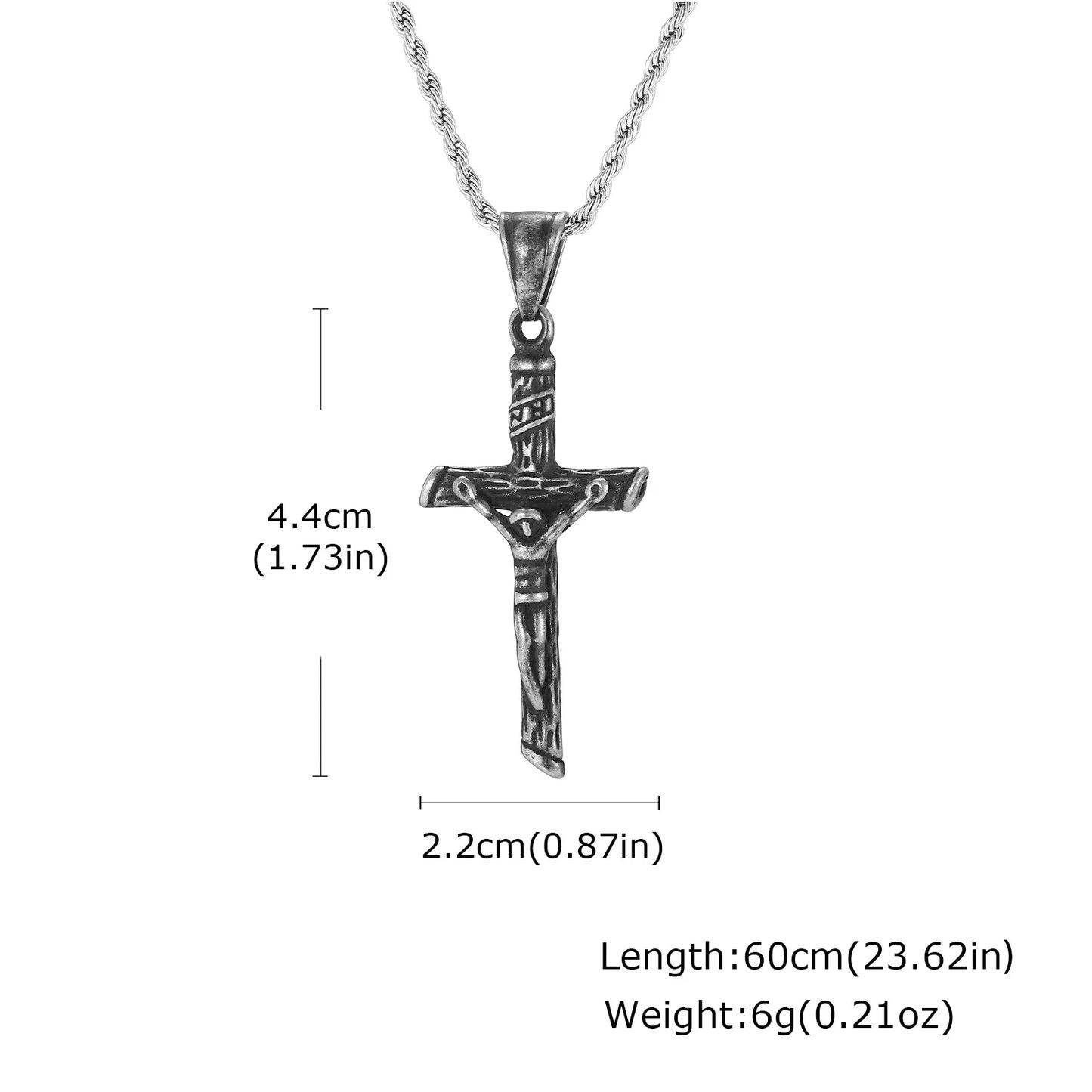 Stainless Steel Cross Necklace Catholicism Jesus Pendant Gold Color Collar Church Prayer Faith Jewelry for Men Women Gift