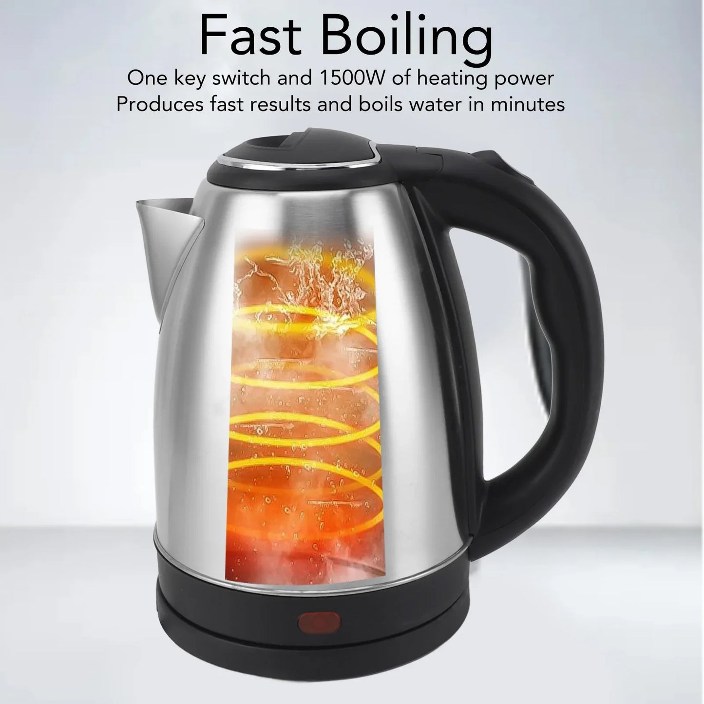 2L Fast Boiling Electric Kettle 2L Stainless Steel Water Heater Auto Shut Off Safety Cool Touch Handle for Home Office Tea