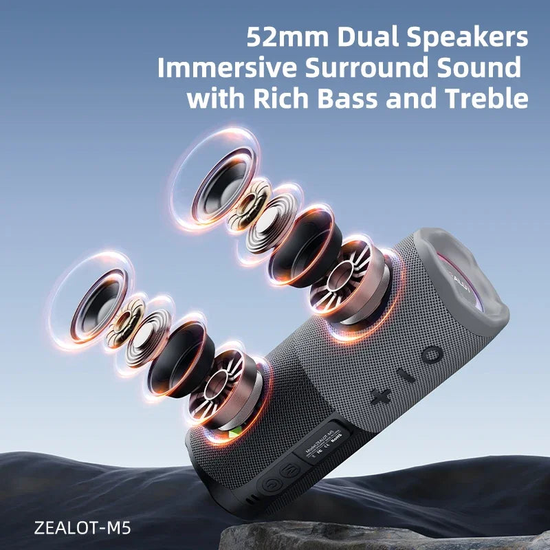 ZEALOT-M5 Magnetic Bluetooth Speaker 2-in-1 Power on Couplet Mini Speaker Macaron Color Dual Channel RGB Light Bluetooth 5.4