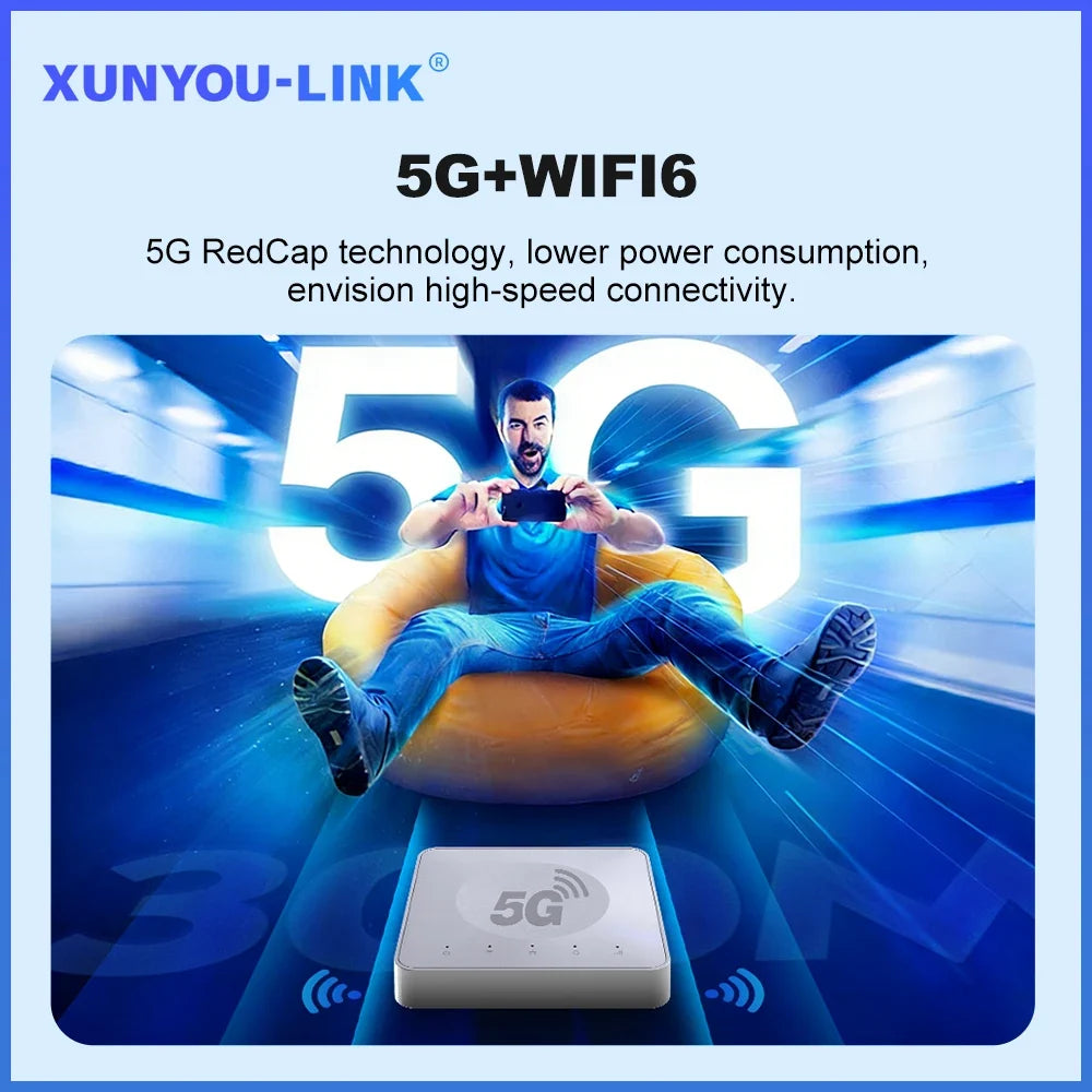 XUNYOU-LINK Portable 5G WiFi Router WiFi 6 High Speed Wireless Router Gigabit Ethernet Port Mobile WiFi Hotspot for Home Travel