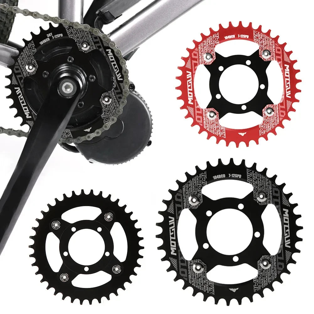 ALLTOO Bike Part Bicycle Crankset Bafang 104BCD Motor Aluminum Alloy Chainring Mid Drive Adapter For Electric E-bike 32T-52T