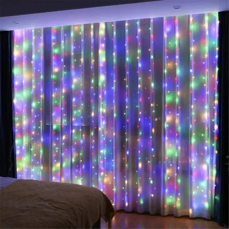 2024 Christmas Home Bedroom Decorations USB Curtain LED String Lights Remote Control New Year 2025 Xmas Party Decor Noel Navidad