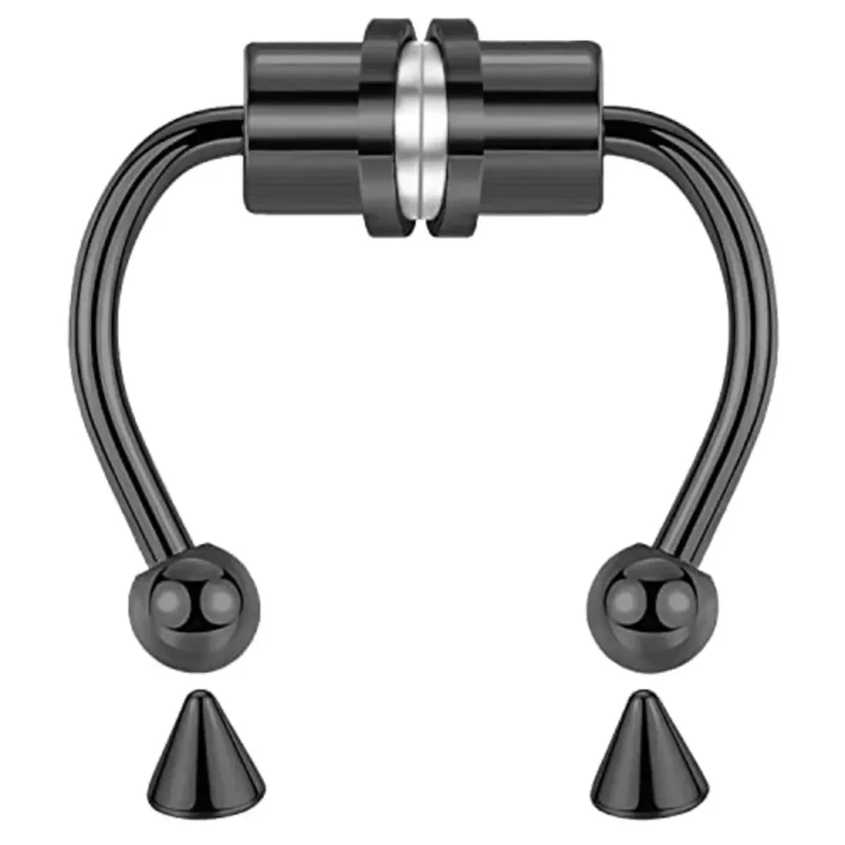 1/2/3/4/5pcs Fake Magnetic Stainless Steel Nose Rings, Non Piercing
