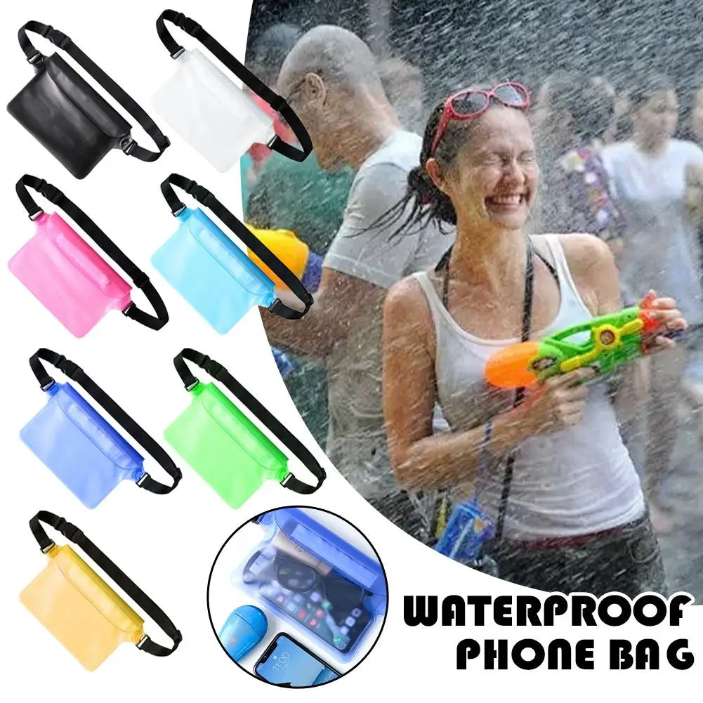 Swimming Waterproof Waist Bag Pack PVC Triple Sealed Beach Phone Case Outdoor Water Parties Watersports Drifting Diving Dry Bag