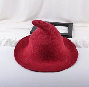 Wizard Hat Winter warm woolen Bucket Hat For Women 2023 Pointed Basin hat  Halloween Wool Wizard Knitte panama Fisherman Hat