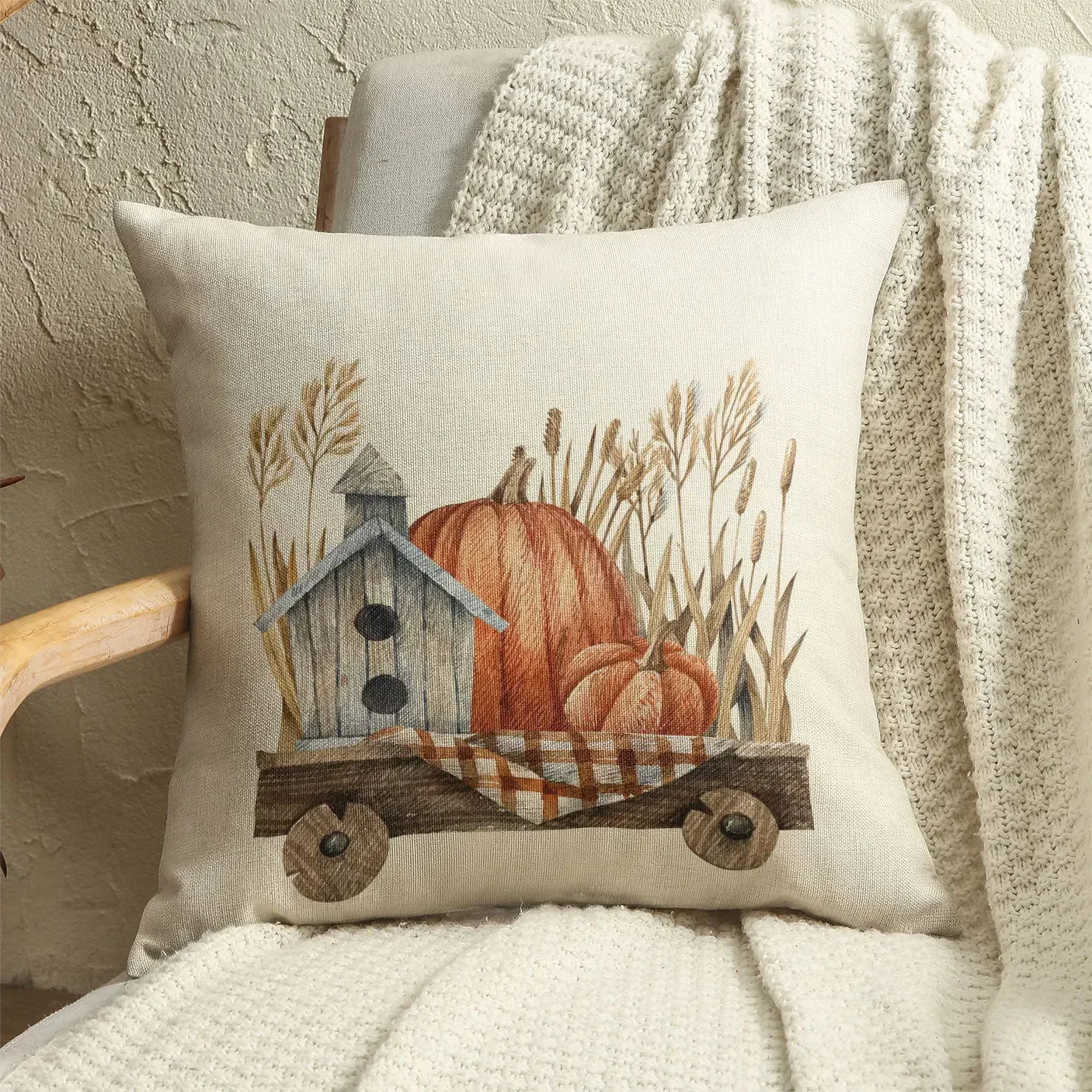 Pumpkin Car Sunflower pillows Thanksgiving Day Pillowcase Happy Autumn Cushion Cover Cotton Linen Sofa home decorations pillows