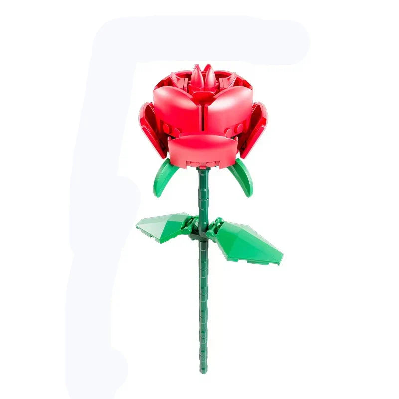 Flower Bouquet  Building Blocks Set Red Rose Valentine's Day Bricks  For Girls Friends Adults Home Ornaments DIY Block