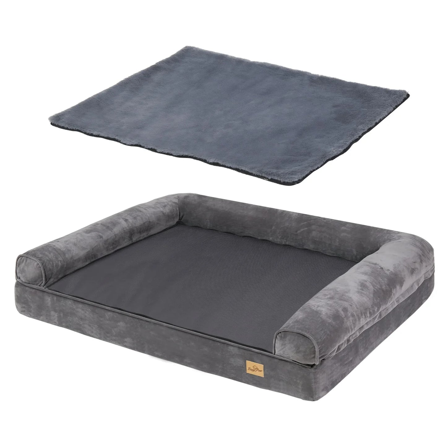Extra Large Cozy Sofa-type Dog Bed Sponge Foam Base Pet Crate Bed Couch Bedding with Bolster, Waterproof Cover