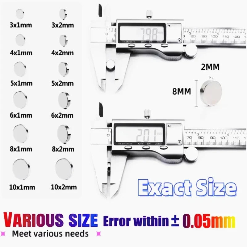 Strong Round Magnets for Fridge, DIY, Projects, Science, Office 3x1 3x2 5x1 5x2 8x1 8x2