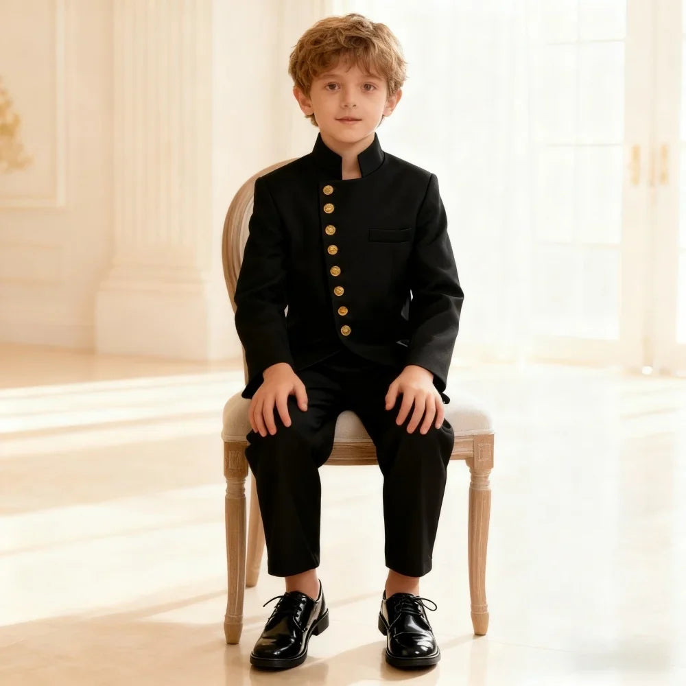 Black 2PCS Boys Formal Suit Set, Brand Selection For Kids Aged 3-14 Yrs.