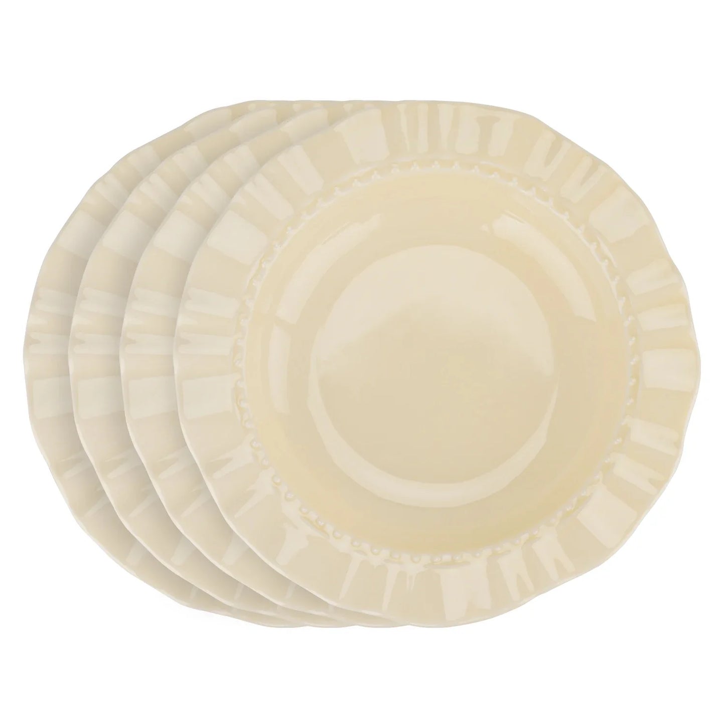 4pcs Multi-Color Ceramic Plate Set Ripple-Edge