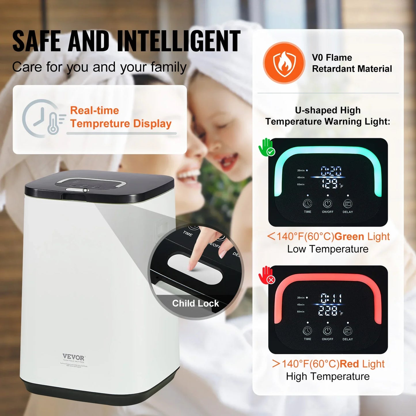 VEVOR Towel Warmer 20L/25L/35L Towel Warmer Bucket with Safety Shut Off Child Lock LED Screen for Bathroom Spa Bathrobe Blanket
