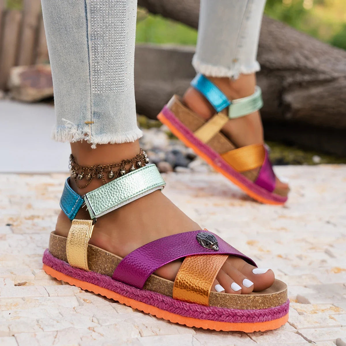Women Sandals Outdoor Breathable Casual Flat Shoes Women Plus Size Sandals Comfortable 2026 Summer Sandals Sandalias De Mujer