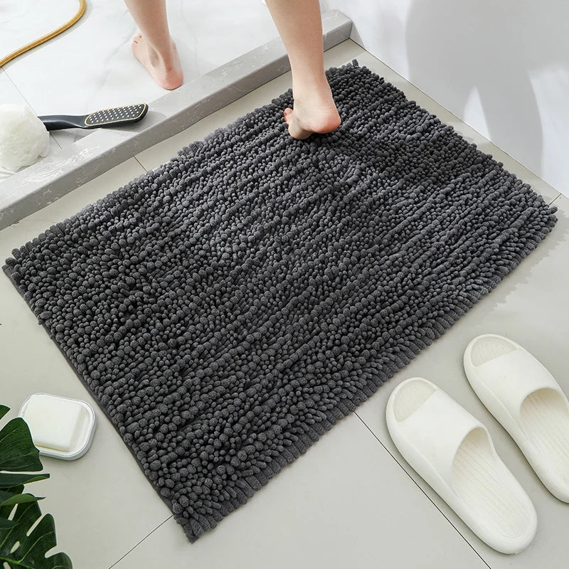 1 piece bathroom carpet bath mat, non-slip super thick lotus pine soft chenille door mat, fluffy foot mat, indoor solid color do