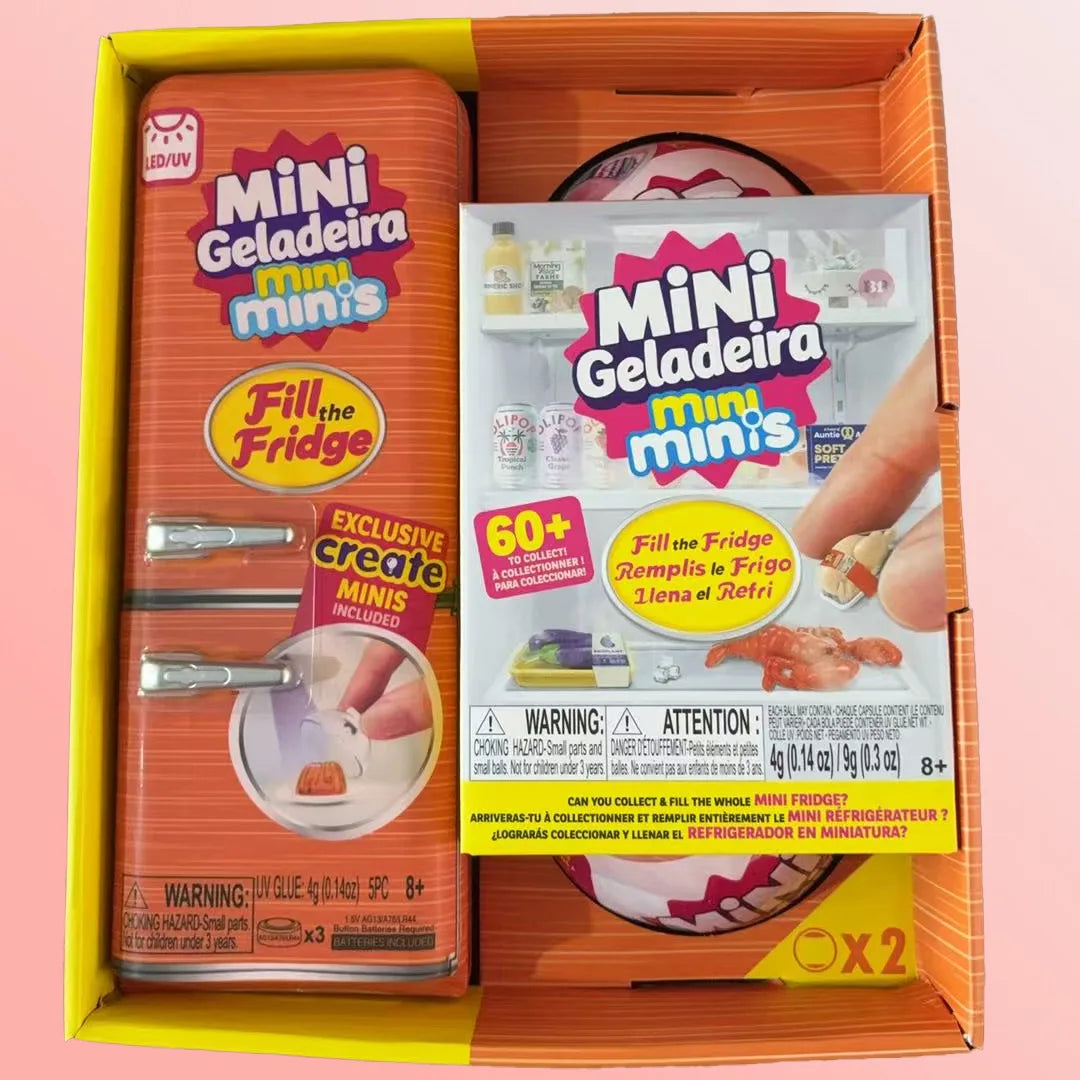 Zuru Mini Brands Mini Minis Fill The Fridge Simulation Refrigerator Toy Blind Box Set Surprise Ball Pretend Play Micro Miniature