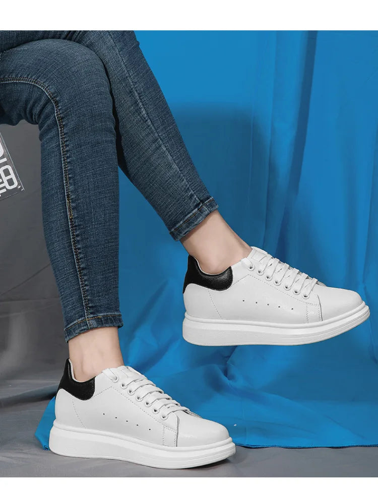 Invisible height-increasing men's shoes, 10 cm, white sneakers, Korean style, sports shoes