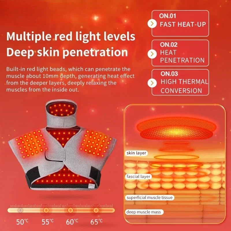 Red Light Heated Shawl Vest 3 Vibration Massage Neck Shoulder Back Body Warmer  Neck Back Muscle Relaxation