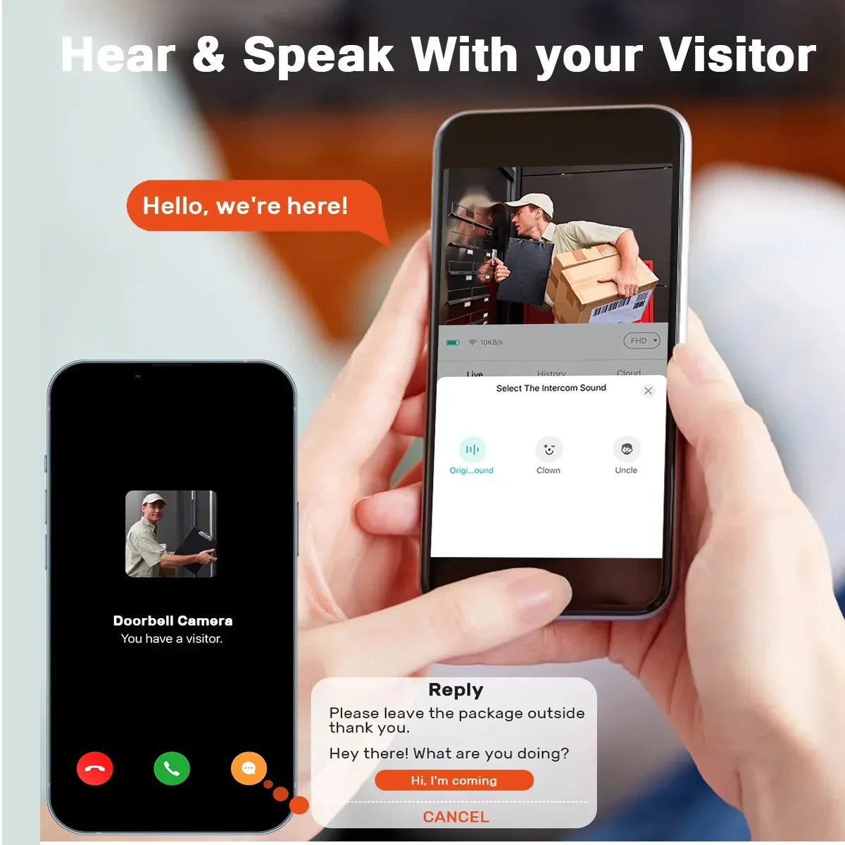 Smart Video Doorbell Camera, 480PHD Wireless doorbell for Home Security, Night Vision, Voice Change, 2-Way Audio, Waterproof.