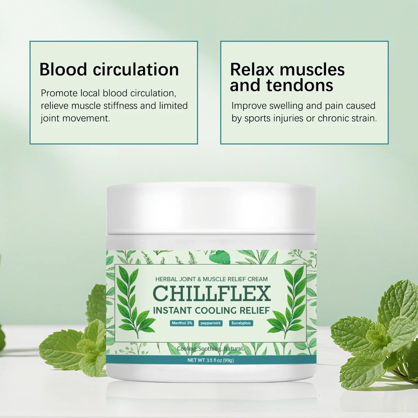 Muscle & Joint Cooling Balm - Herbal Menthol Formula for Instant Relief from Discomfort & Strain.