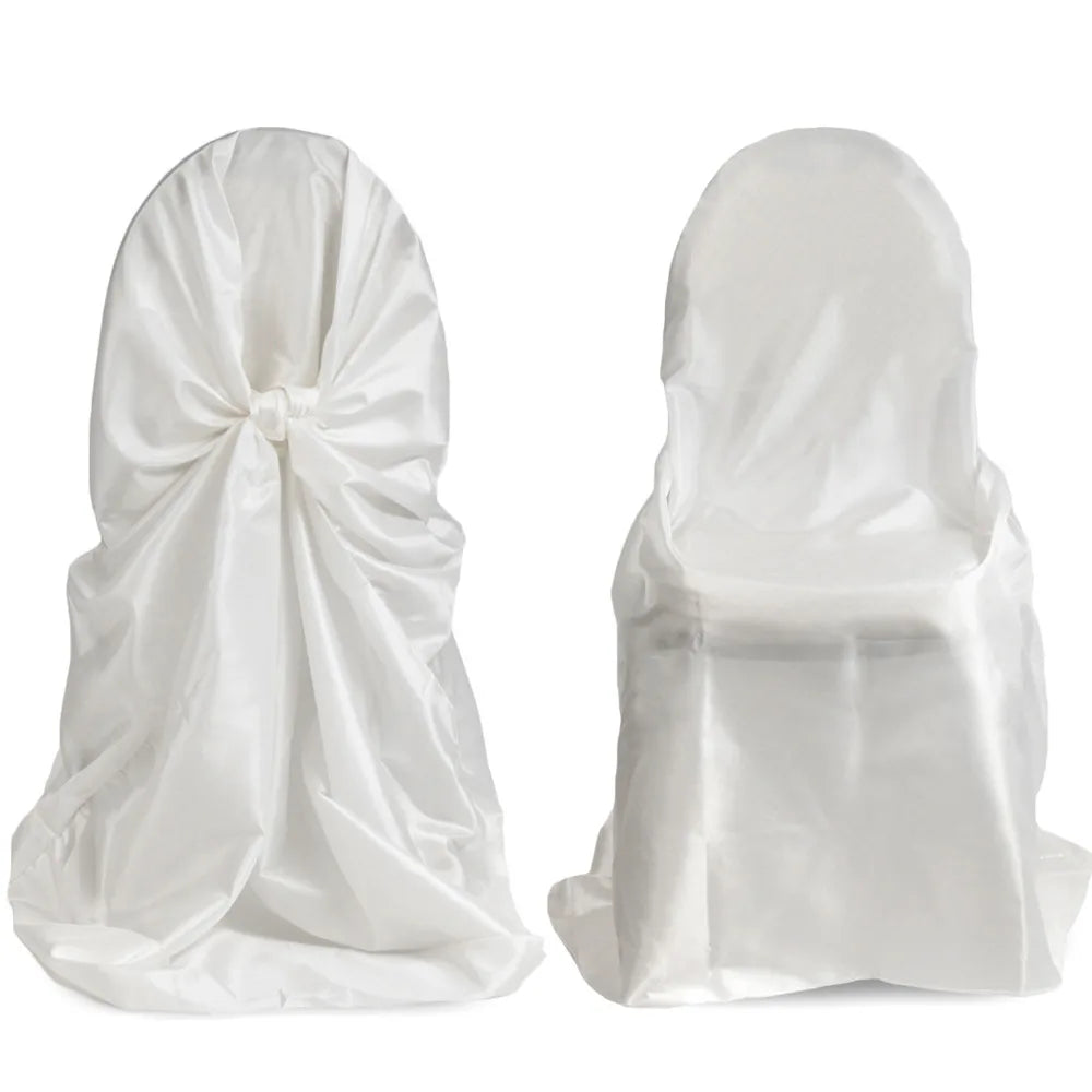 BITFLY Self Tie Satin Chair Covers Wedding Banquet Party Decoration Annual Dinner Supplies Universal Home Decor
