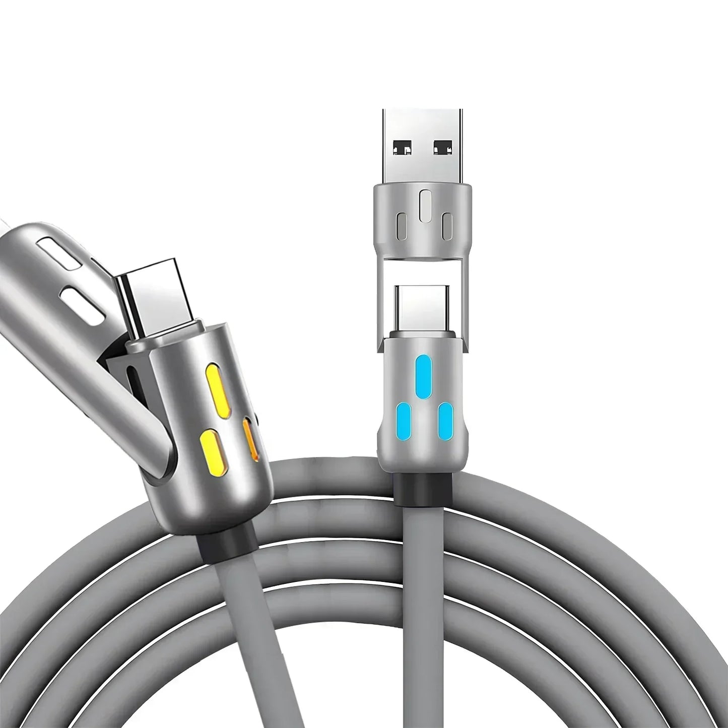 PD 240W 4-in-1 Multi Port Fast Charging Cable 3A USB/C To Type C/Phone Fast Sync Charger Adapter Compatible with Laptop/Tablet