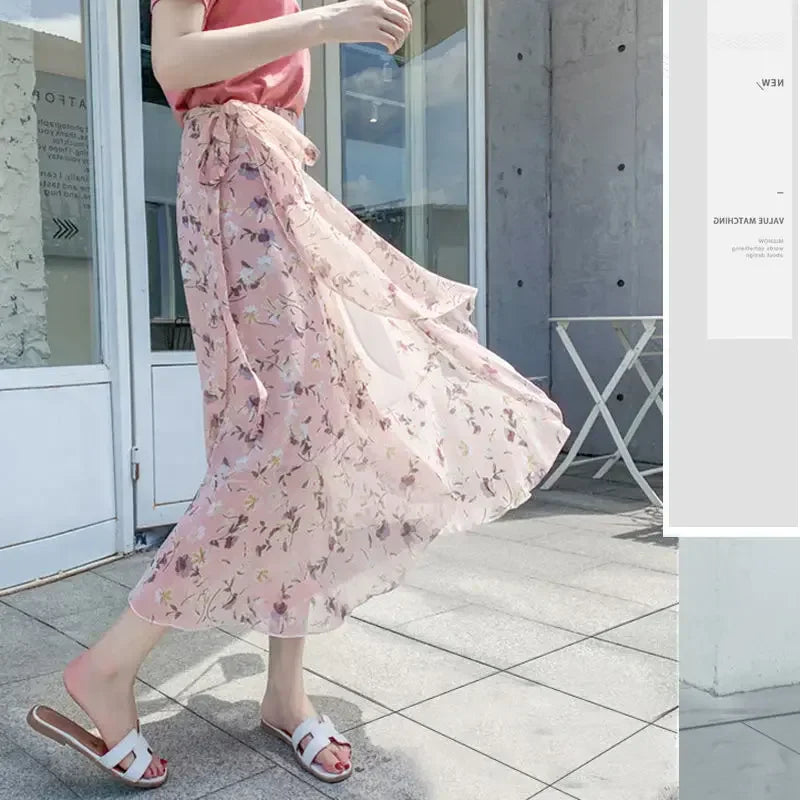 Summer Floral Skirt One Piece Wrap Skirt Beach Women's Skirts Clothing Korean Style Spring Clothes Ladies 2023 Elegant Trend Y2k