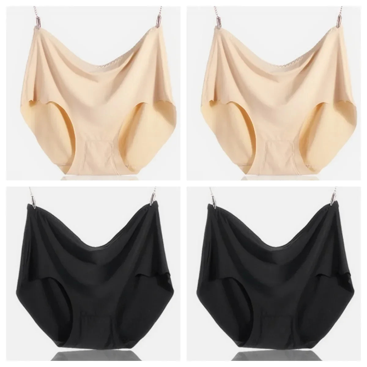 4Pcs Women Plus Size High Waist Ice Silk Boy Shorts Sexy Ultrathin Breathable Soft Underwear Panties Lingerie for 55-125kg
