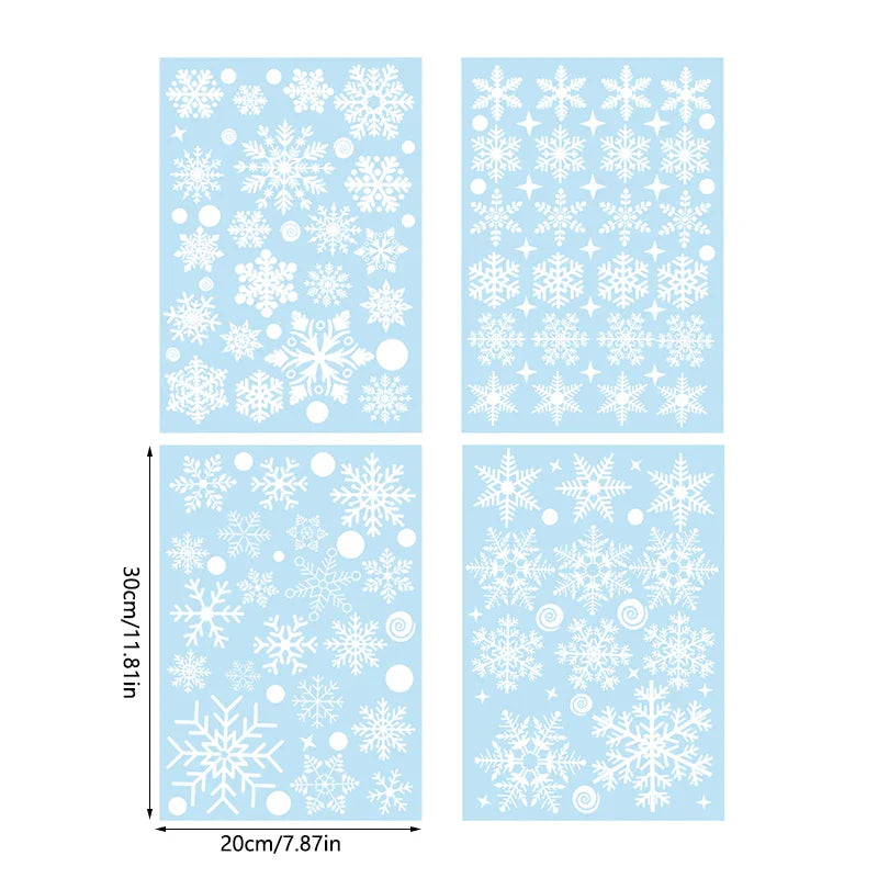4-9 Sheets Christmas Window Stickers Snowman Snowflake DIY Electrostatic Decal 2024 Christmas Decorations For Home New Year Gife