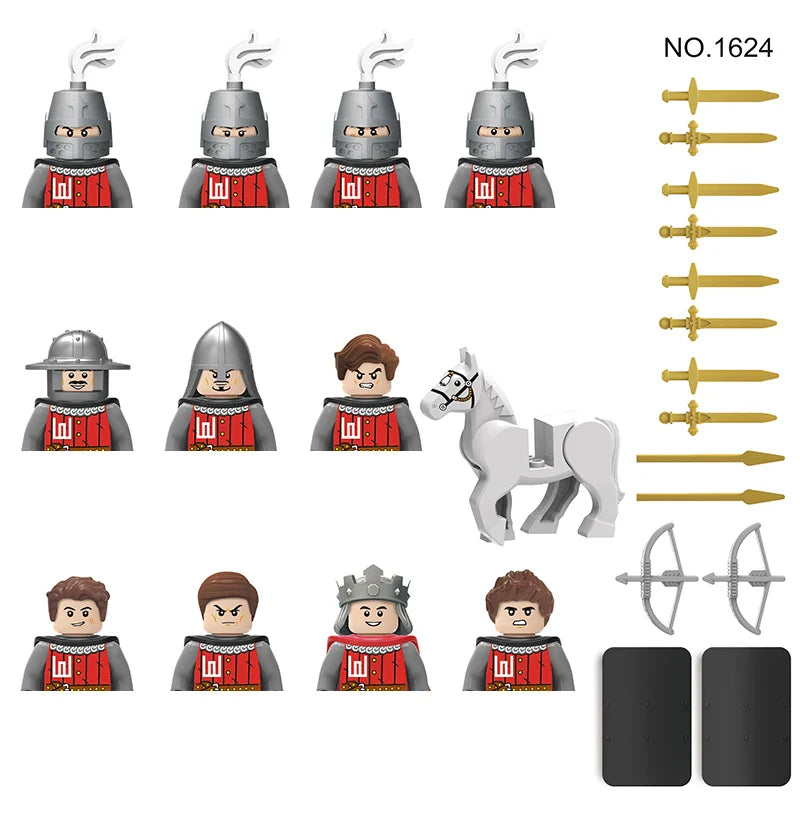 Military Building Blocks Medieval Solider Figures Gifts Toys Weapons Shield Holy Roman Saint Lazarus Jerusalem Knight Legion MOC