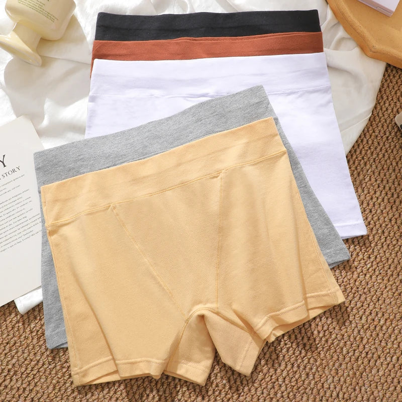3Pcs/Set Women S-XXL Cotton Sports Boyshorts Panties Seamless High Rise Elastic Boxer Pants Female Comfortable Intimate Lingerie