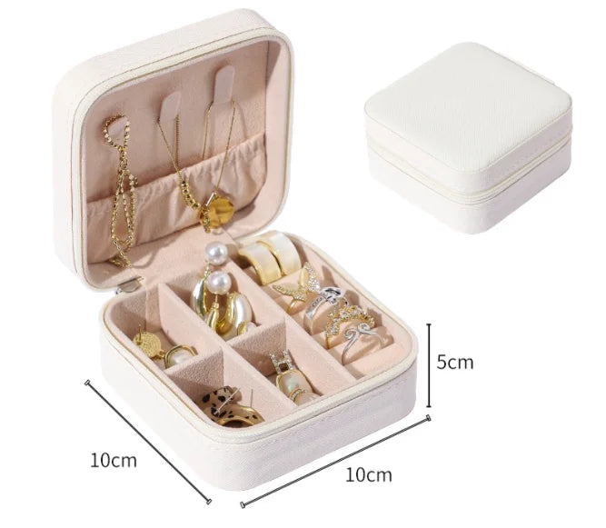 Portable Jewelry Storage Box Travel Organizer Jewelry Case PU Leather Storage Earrings Necklace Ring Jewelry Organizer Display
