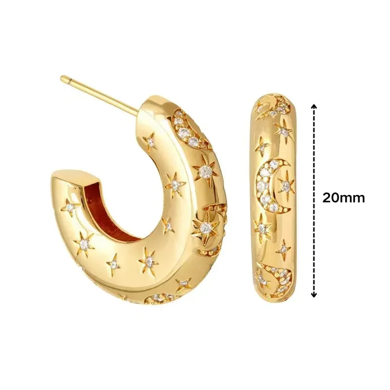 Cartilage 925 Silver Earrings Fashion C-shaped Zircon ear studs European American Geometric Piercing Earrings For Women Jewelry