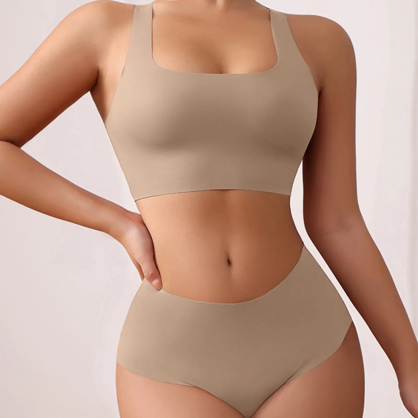 Vest Style Women's Underwear Set Large Size Sports No Underwire Upper Bracket Gathering Removable Pad Women's Medium Briefs Men