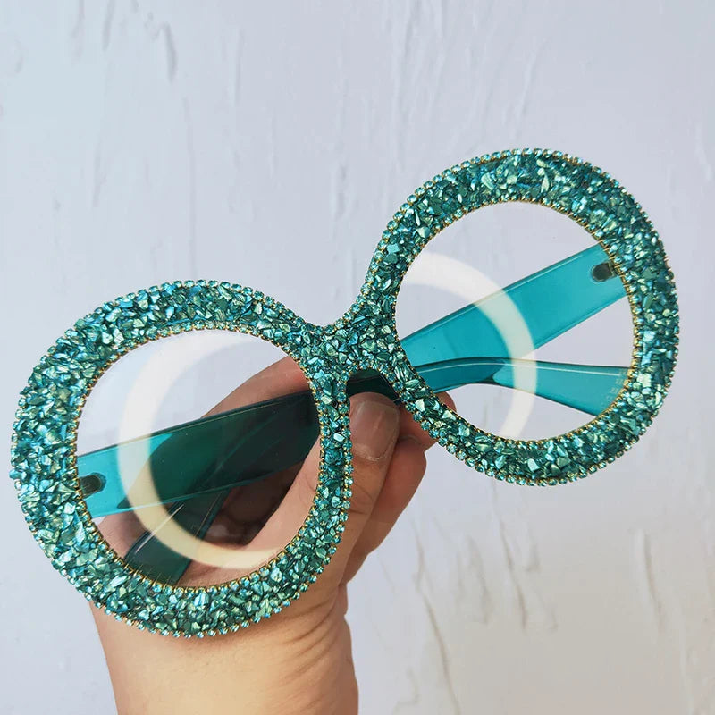 Rhinestone Sunglasses Women 2022 Designer Steampunk Oversized Round Female Sunglasses Music Festival Oculos De Sol Feminino