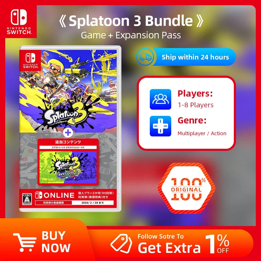 Splatoon 3 Bundle (Game + Expansion Pass) - Nintendo Switch Game Deals  Physical Game Card for Switch Game Console