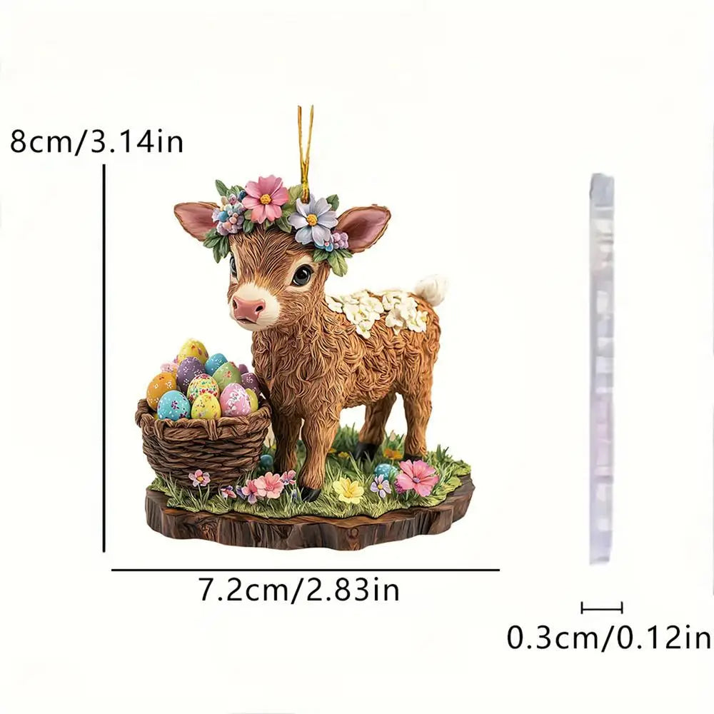 Easter Coffee Cup Ornaments Cartoon Bunny Egg House Coffee Mug Decorative 2D Acrylic Ornaments 2025 Spring Party Supplies