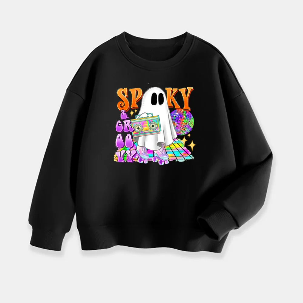 Kids Ghost Halloween Sweatshirt Toddler Cute Halloween Sweater Tee Vintage Ghost Crewnewck Fall Hoody Autumn Clothes