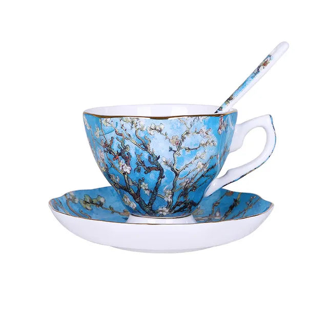 The New Van Gogh Art Painting Coffee Mugs The Starry Night Sunflowers The Sower Irises Saint-Remy Coffee Tea Set