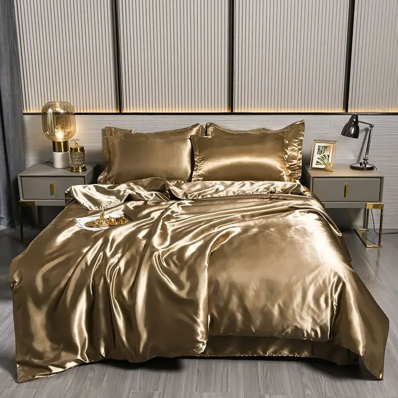 Luxury 100% Silk Bedding  with Duvet Cover4pcs Bed Cover
